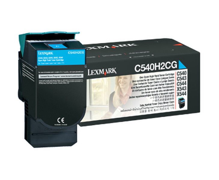 Lexmark C540H2CG Картридж 2000страниц Бирюзовый тонер и картридж для лазерного принтера
