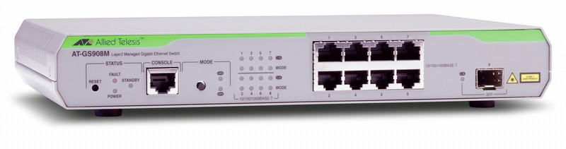 Allied Telesis AT-GS908M-50 Управляемый L2 Gigabit Ethernet (10/100/1000) Cеребряный