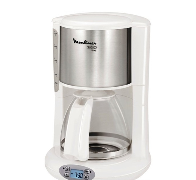 Moulinex Subito Drip coffee maker 1.25L 10cups Stainless steel,White