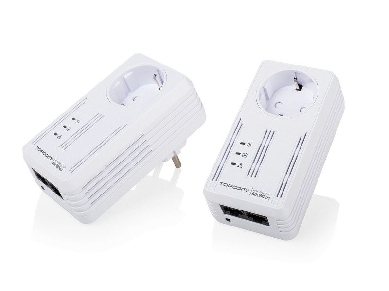 Topcom NS-6701 500Мбит/с Подключение Ethernet Белый 2шт PowerLine network adapter