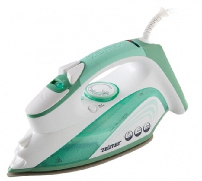 Zelmer ZIR20400 Dry & Steam iron Pearlonic 380 soleplate 2300W Green,White