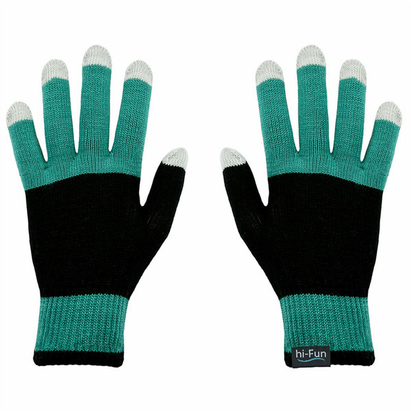 hi-Fun HFHIGLOVE-WGRN Black,Green Acrylic,Elastane,Fiber,Polyester touchscreen gloves