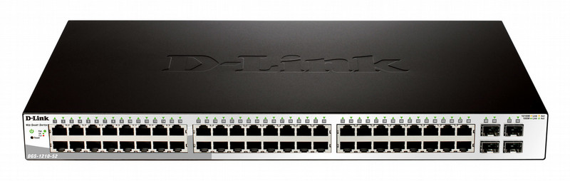 D-Link DGS-1210-52P Управляемый L2 Gigabit Ethernet (10/100/1000) Power over Ethernet (PoE) 1U Черный, Белый сетевой коммутатор