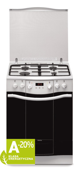 Amica 608GE3.43ZpTsKDNAQ(WL) Отдельностоящий Gas hob A-20% Белый