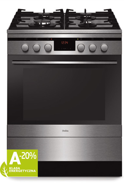 Amica 614GcE3.43ZpTsKDpAQ(XL) Отдельностоящий Gas hob A-20% Нержавеющая сталь