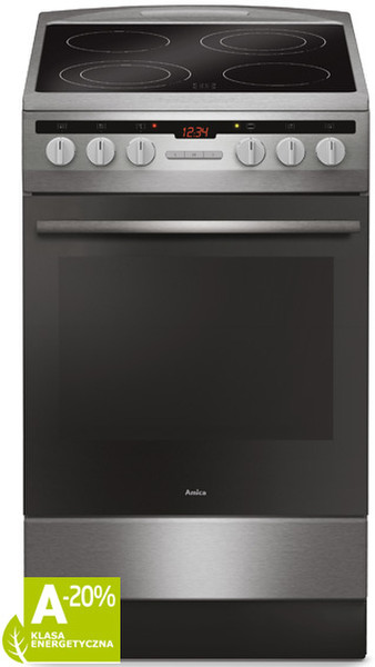 Amica 57CE3.315HTaQ(Xx) Freestanding Ceramic hob A-20% Stainless steel