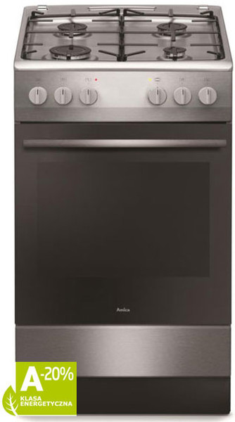 Amica 57GE2.33ZpPF(Xx) Отдельностоящий Gas hob A-20% Нержавеющая сталь