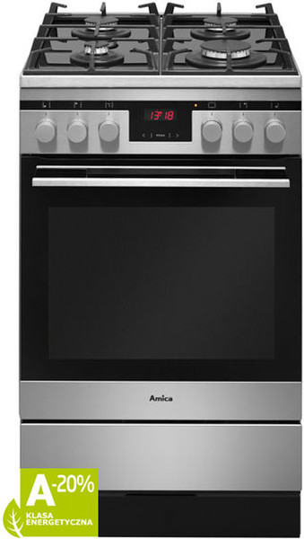 Amica 514GcE3.33ZpTsAQ(XxL) Отдельностоящий Gas hob A-20% Нержавеющая сталь