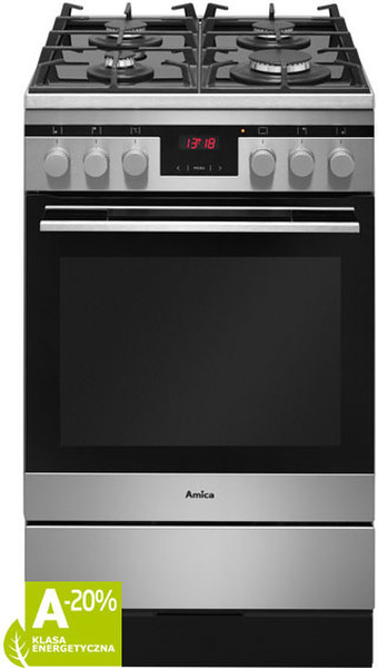 Amica 514GcE3.43ZpTsKDAQ(XxL) Отдельностоящий Gas hob A-20% Нержавеющая сталь