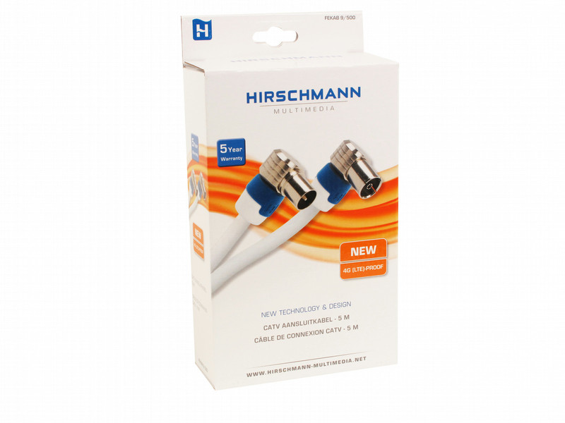 Hirschmann 5m, 2xIEC 5m IEC IEC Weiß Koaxialkabel