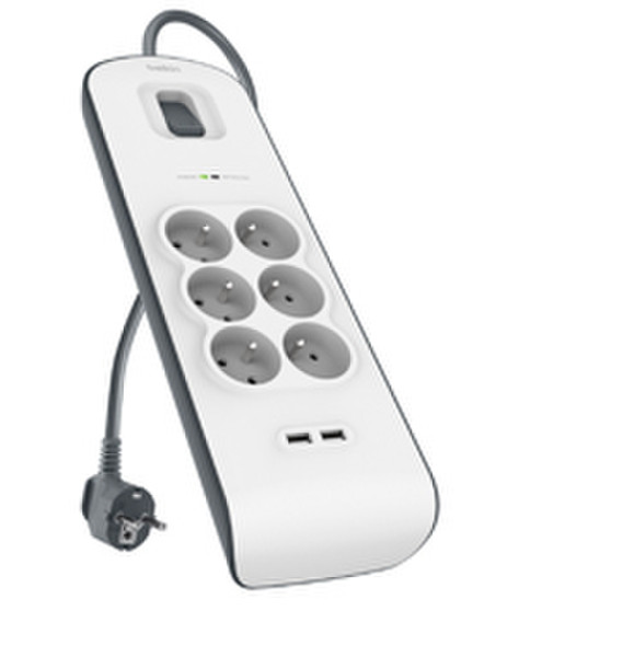 Belkin BSV604ca2m 6AC-Ausgänge 2m Weiß Spannungsschutz