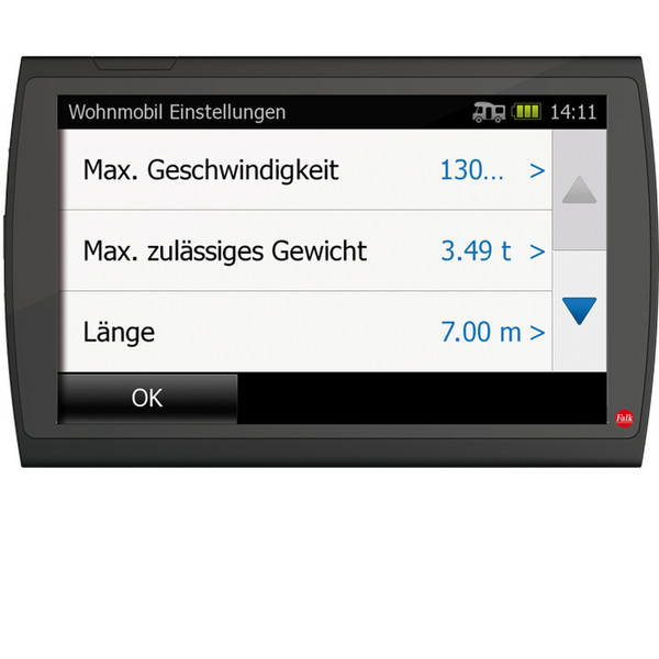Falk Outdoor Navigation NEO 640 LMU Camper Tragbar / Fixiert 6Zoll Touchscreen 166g Schwarz, Silber