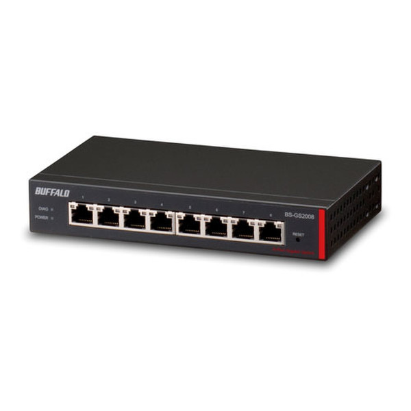 Buffalo BS-GS2008 L2 Gigabit Ethernet (10/100/1000) Черный сетевой коммутатор