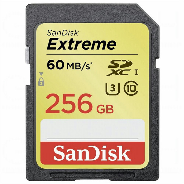 Sandisk Extreme 256GB SDXC UHS Class 10 memory card