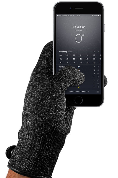 Mujjo Refined Touchscreen Gloves Schwarz Stoff, Leder, Silikon