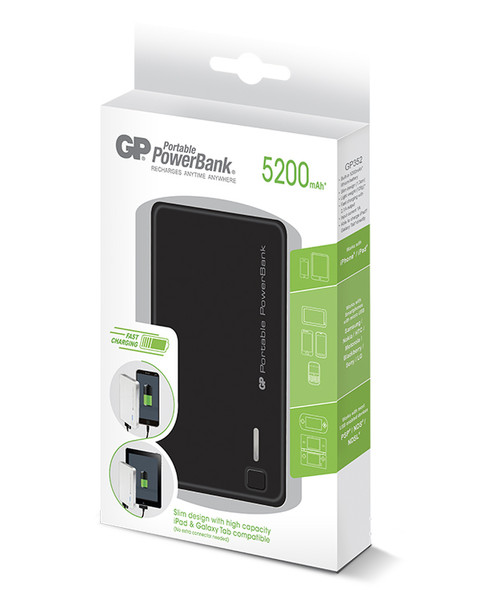 GP Batteries Portable PowerBank GP352 Nickel Metal Hydride 5200mAh Black power bank