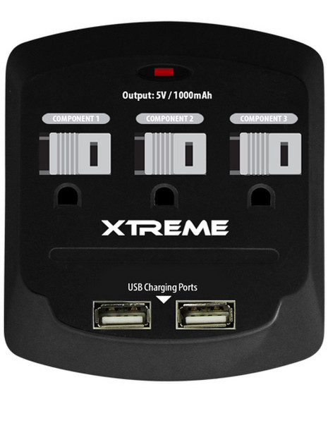 Xtreme 28310 3розетка(и) Черный сетевой фильтр