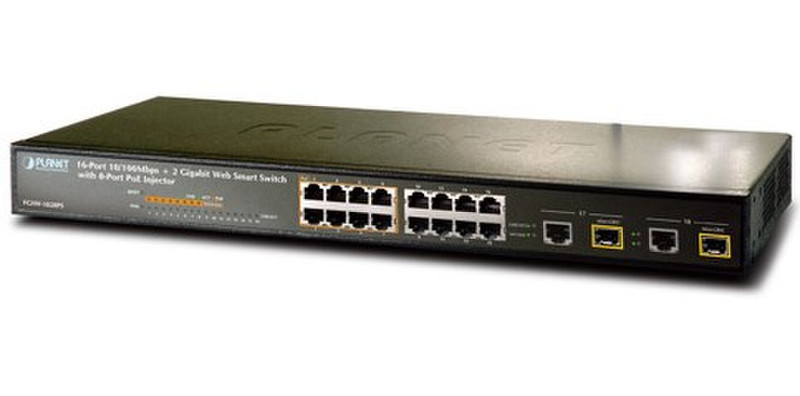 Planet FGSW-1828PS L2 Fast Ethernet (10/100) Energie Über Ethernet (PoE) Unterstützung 1U Schwarz Netzwerk-Switch