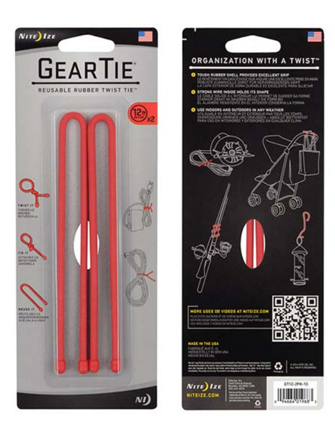 Nite Ize GT12-2PK-10 Rubber Red 2pc(s) cable tie