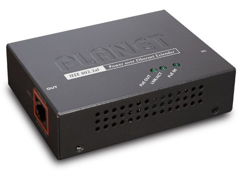 Planet POE-E101 Network transmitter & receiver Schwarz Netzwerk-Erweiterungsmodul