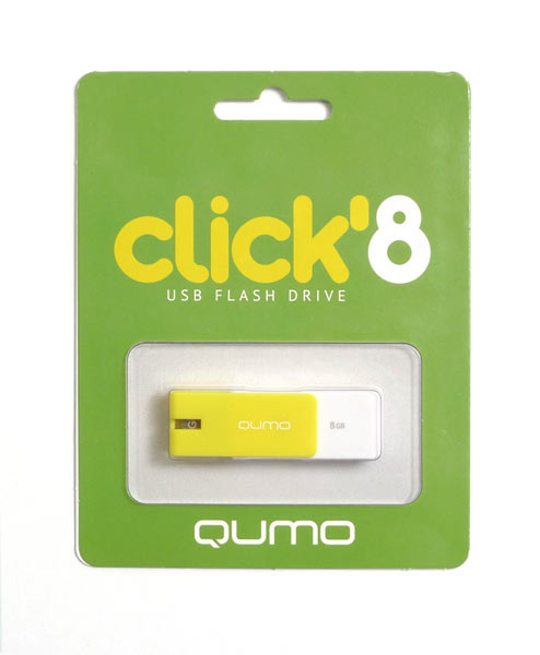 QUMO 8GB Click 8ГБ USB 2.0 Лайм, Белый USB флеш накопитель