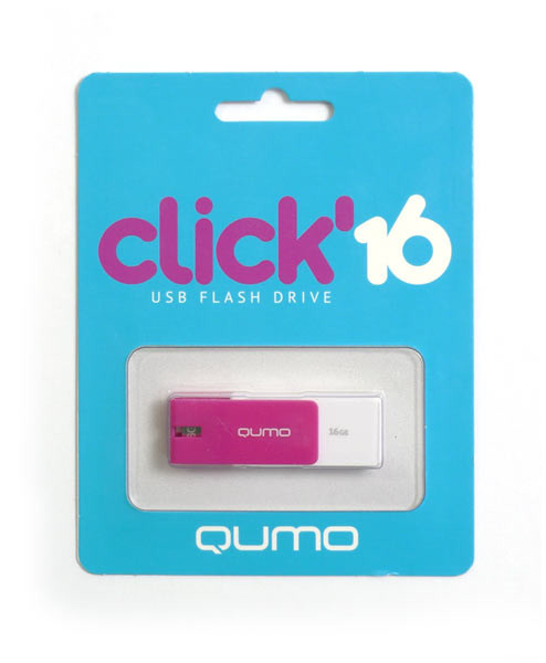QUMO 16GB Click 16ГБ USB 2.0 Фиолетовый, Белый USB флеш накопитель