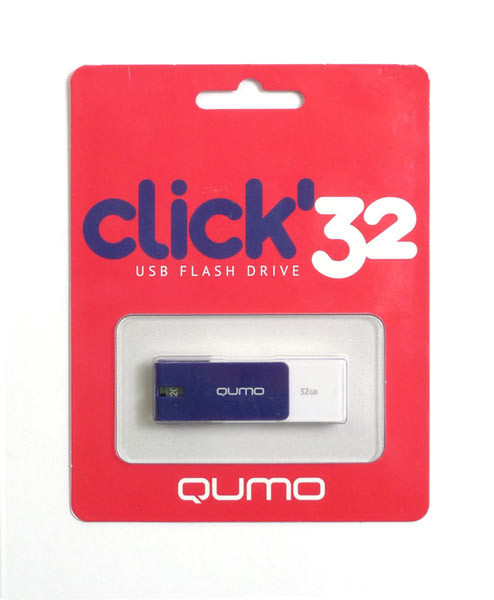 QUMO 32GB Click 32ГБ USB 2.0 Синий, Белый USB флеш накопитель