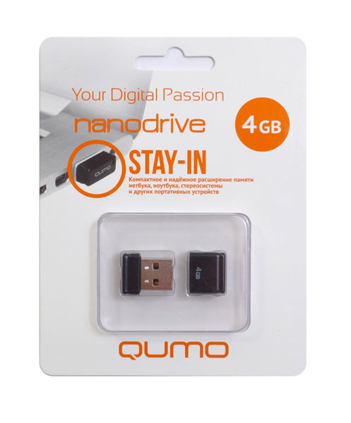 QUMO 4GB NanoDrive 4GB USB 2.0 Schwarz USB-Stick