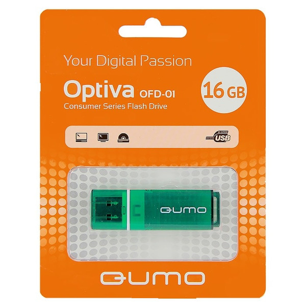 QUMO 16GB Optiva 01 16ГБ USB 2.0 Зеленый USB флеш накопитель
