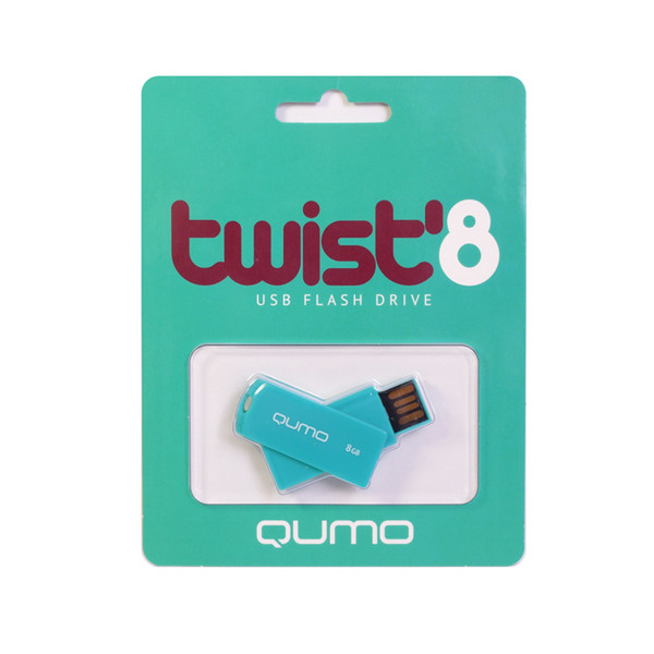 QUMO 8GB Twist 8ГБ USB 2.0 Бирюзовый USB флеш накопитель