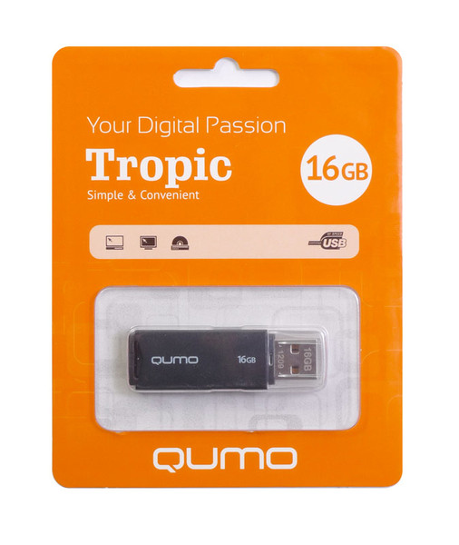 QUMO 16GB Tropic 16GB USB 2.0 Black USB flash drive