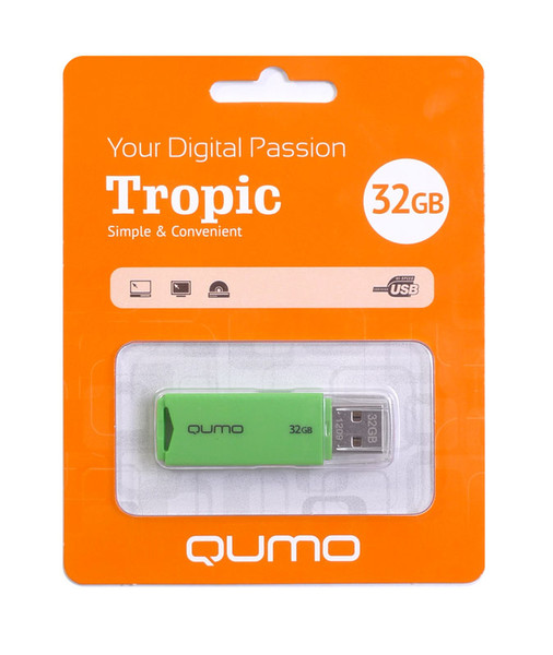 QUMO 32GB Tropic 32GB USB 2.0 Green USB flash drive