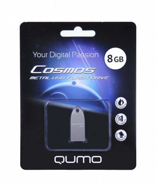 QUMO Cosmos 8GB 8ГБ USB 2.0 Cеребряный USB флеш накопитель
