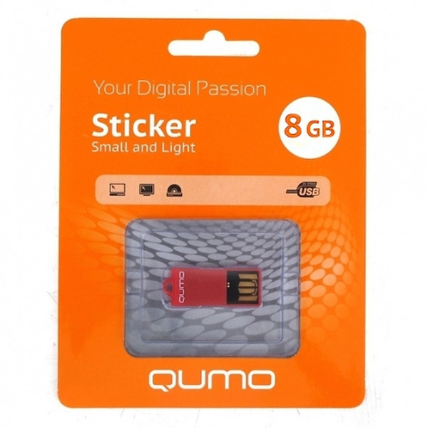 QUMO 8GB Sticker 8ГБ USB 2.0 Красный USB флеш накопитель