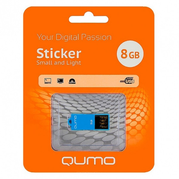 QUMO 8GB Sticker 8ГБ USB 2.0 Синий USB флеш накопитель
