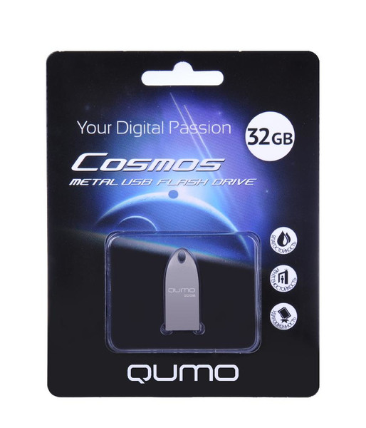 QUMO Cosmos 32GB 32ГБ USB 2.0 Cеребряный USB флеш накопитель