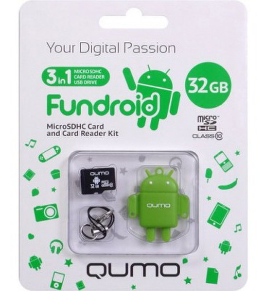 QUMO QM32GCR-MSD10-FD-GRN 32GB MicroSDHC Class 10 memory card