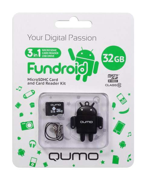 QUMO QM32GCR-MSD10-FD-BLK 32GB MicroSDHC Class 10 Speicherkarte