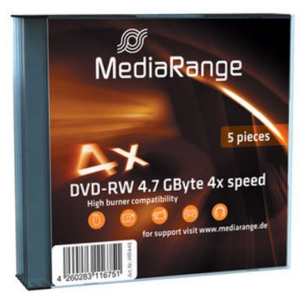 MediaRange DVD-RW 4.7GB 4.7GB DVD-RW 5pc(s)