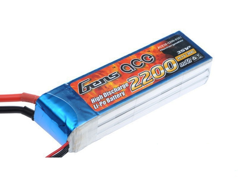 Gens ace B-30C-2200-3S1P Lithium Polymer 2200mAh 11.1V rechargeable battery
