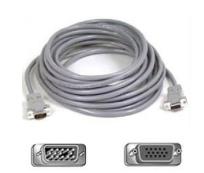 Belkin PRO Series VGA Monitor Extension Cable 50ft. 15м VGA (D-Sub) VGA (D-Sub) Серый VGA кабель