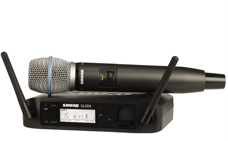 Shure GLXD24/B87A Stage/performance microphone Беспроводной Черный