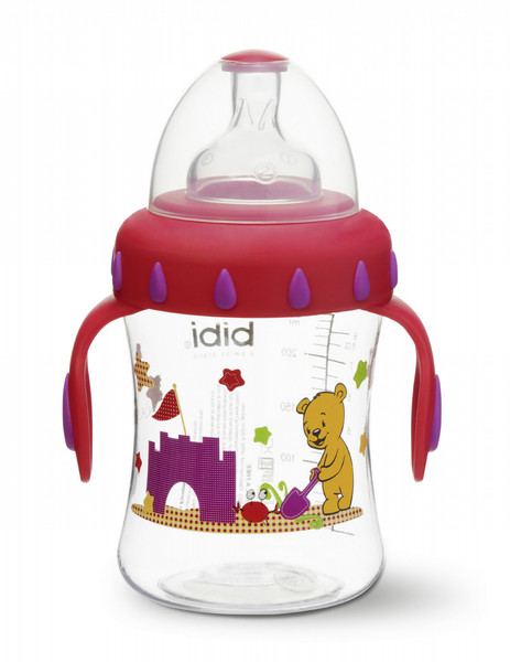 bibi BEACH 250ml Red,Transparent feeding bottle