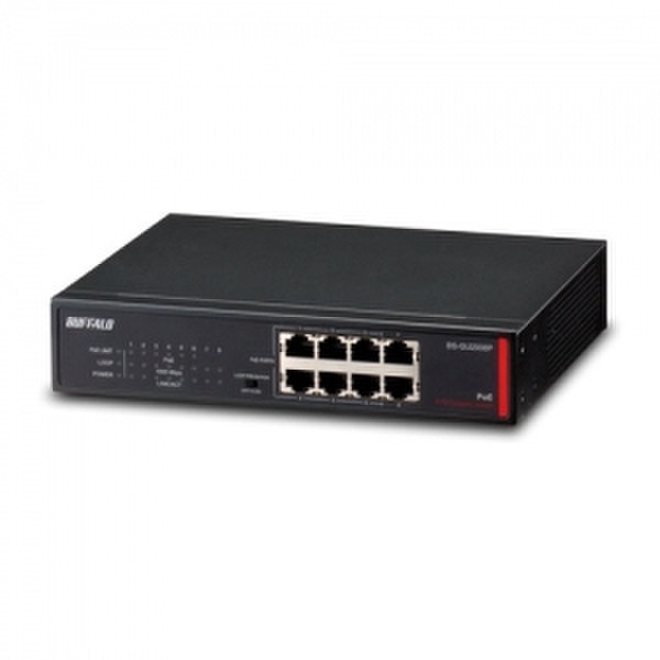 Buffalo BS-GU2008P Unmanaged Gigabit Ethernet (10/100/1000) Power over Ethernet (PoE) Black network switch