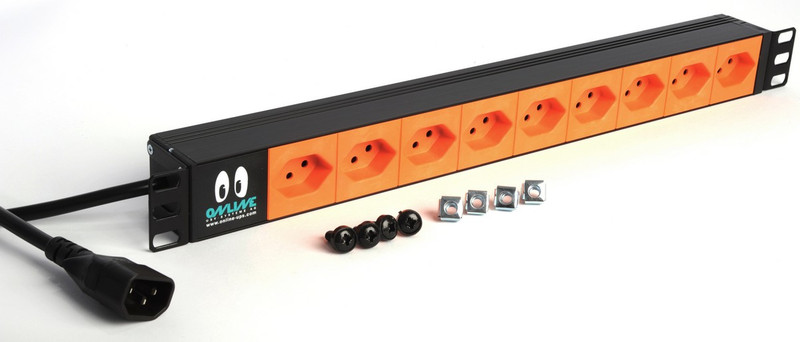 ONLINE USV-Systeme 019.224 9AC outlet(s) 1U Black,Orange power distribution unit (PDU)