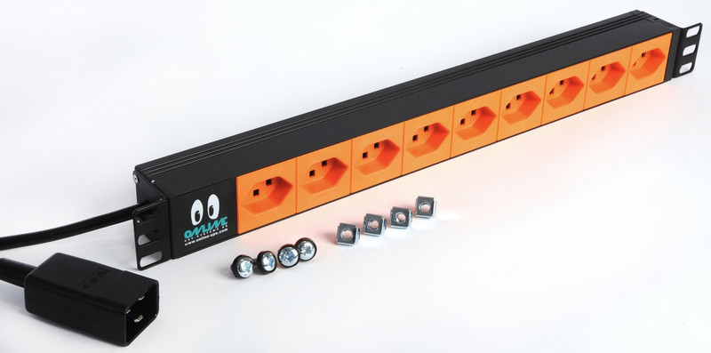 ONLINE USV-Systeme 019.225 9AC outlet(s) 1U Black,Orange power distribution unit (PDU)