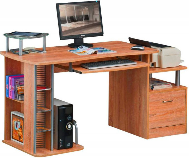 Techly Multifunction Desk PC with Six Shelves, Maple ICA-TB 202A