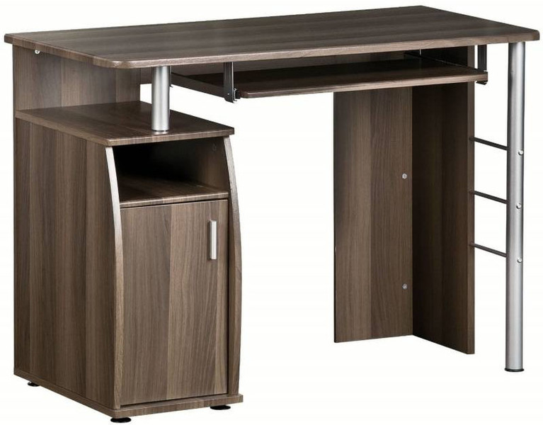 Techly Compact Computer Desk with Four Shelves, Dark Walnut ICA-TB 228