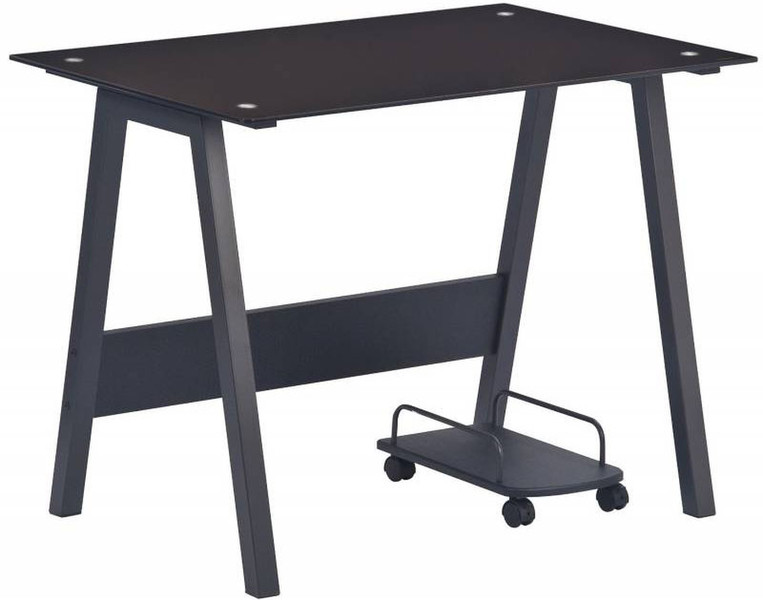 Techly PC Desk with Glass Plan and CPU Holder, Color Black ICA-TB 3359