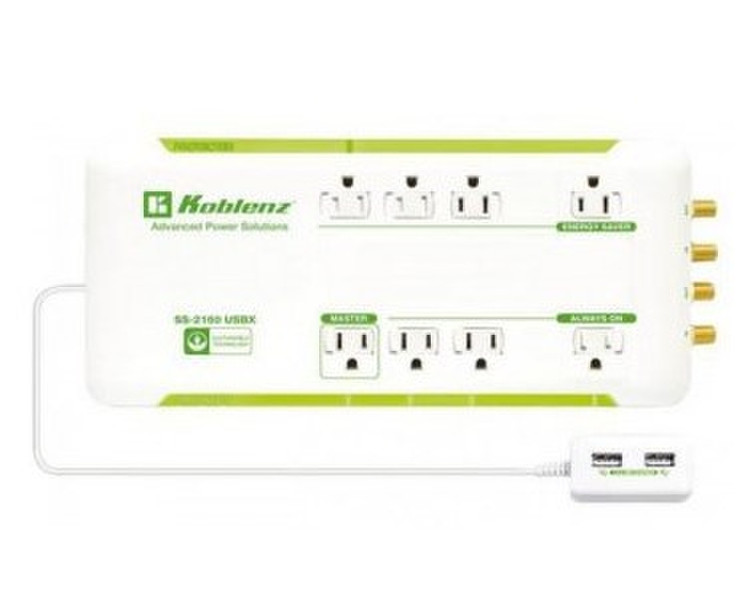 Koblenz SS-2160USBX 8AC outlet(s) 1.8m White surge protector